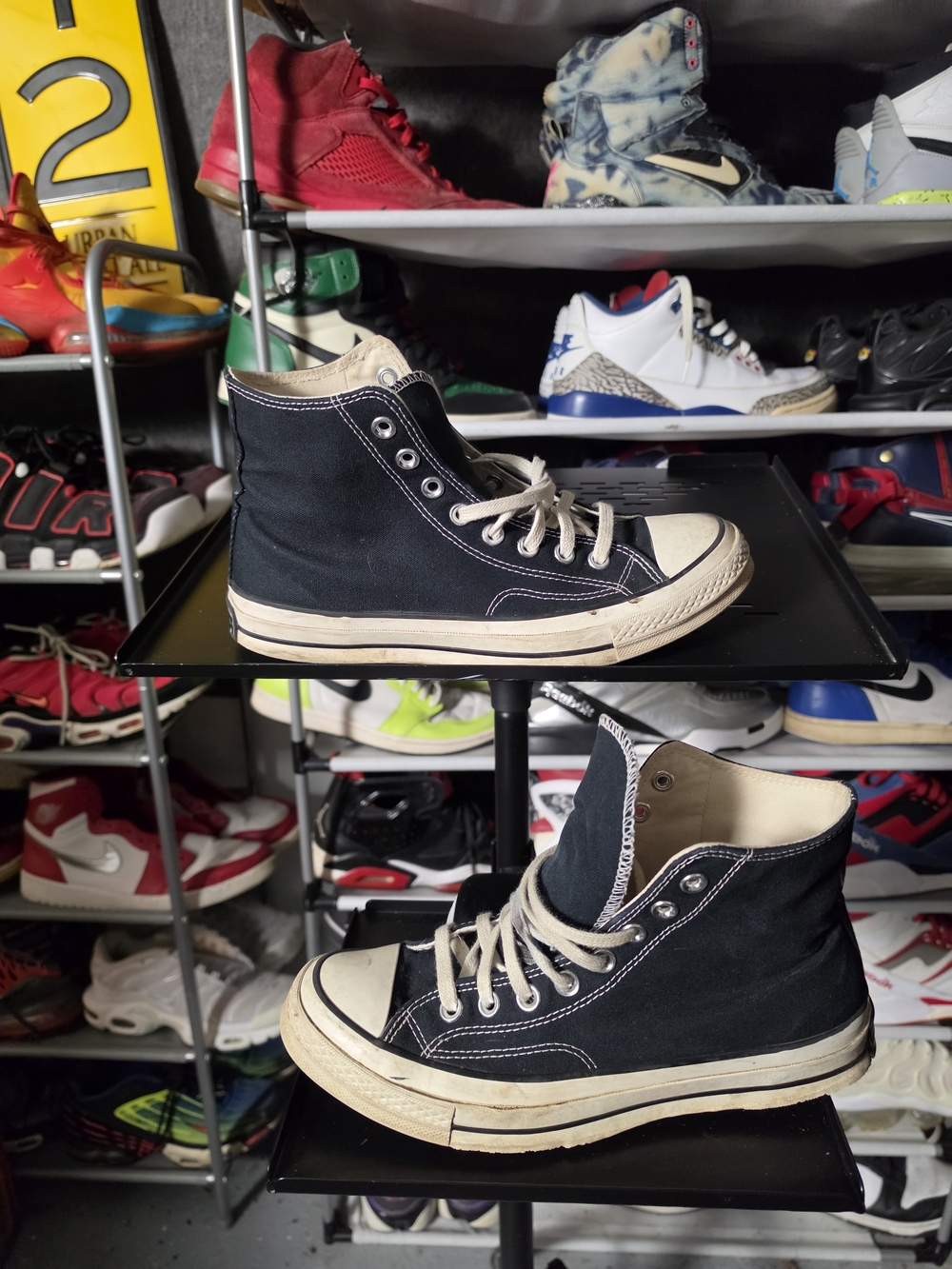 🔥 Converse Black Canvas High-Top Sneakers Free! Glasses Case! Size 7.5 Men